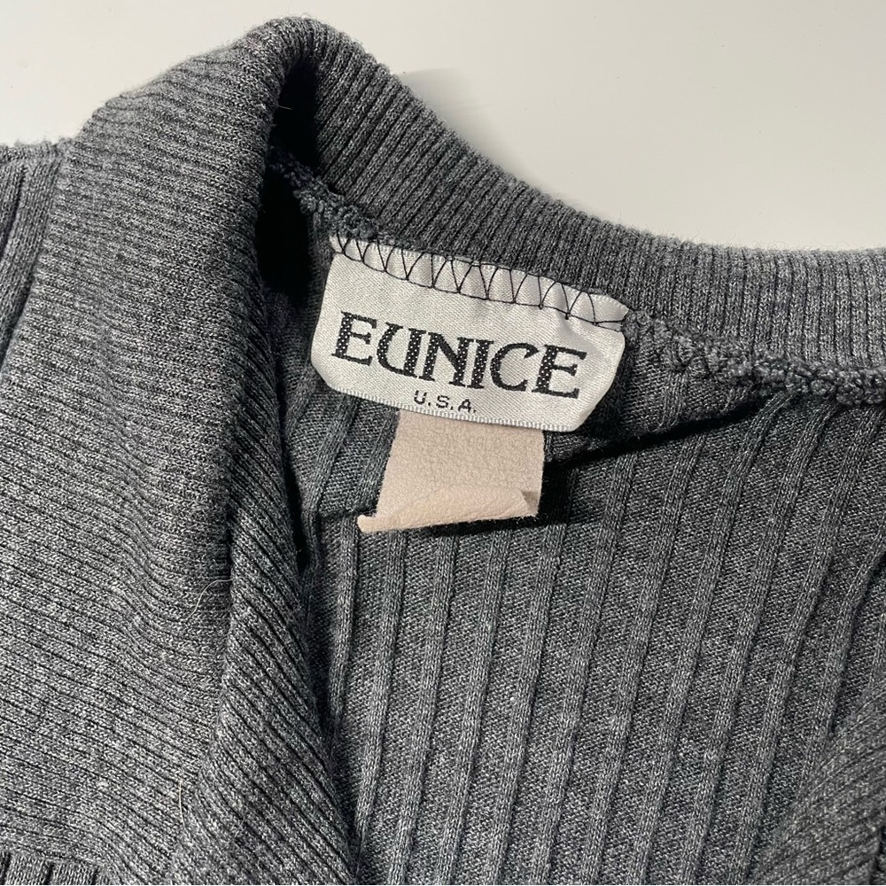 Eunice Gray Ribbed Button-Up polo - Picture 2 of 4